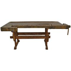 Used Oak and Pitch Pine Carpenter's Workbench