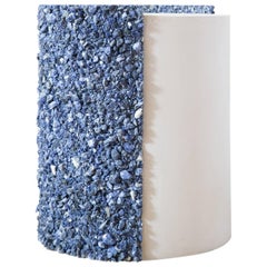 Hand Made Blue Sodalite and White Plaster Drum, Side Table by Samuel Amoia