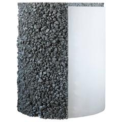 Hand Made Pyrite of Mexico and White Plaster Drum, Side Table by Samuel Amoia 9