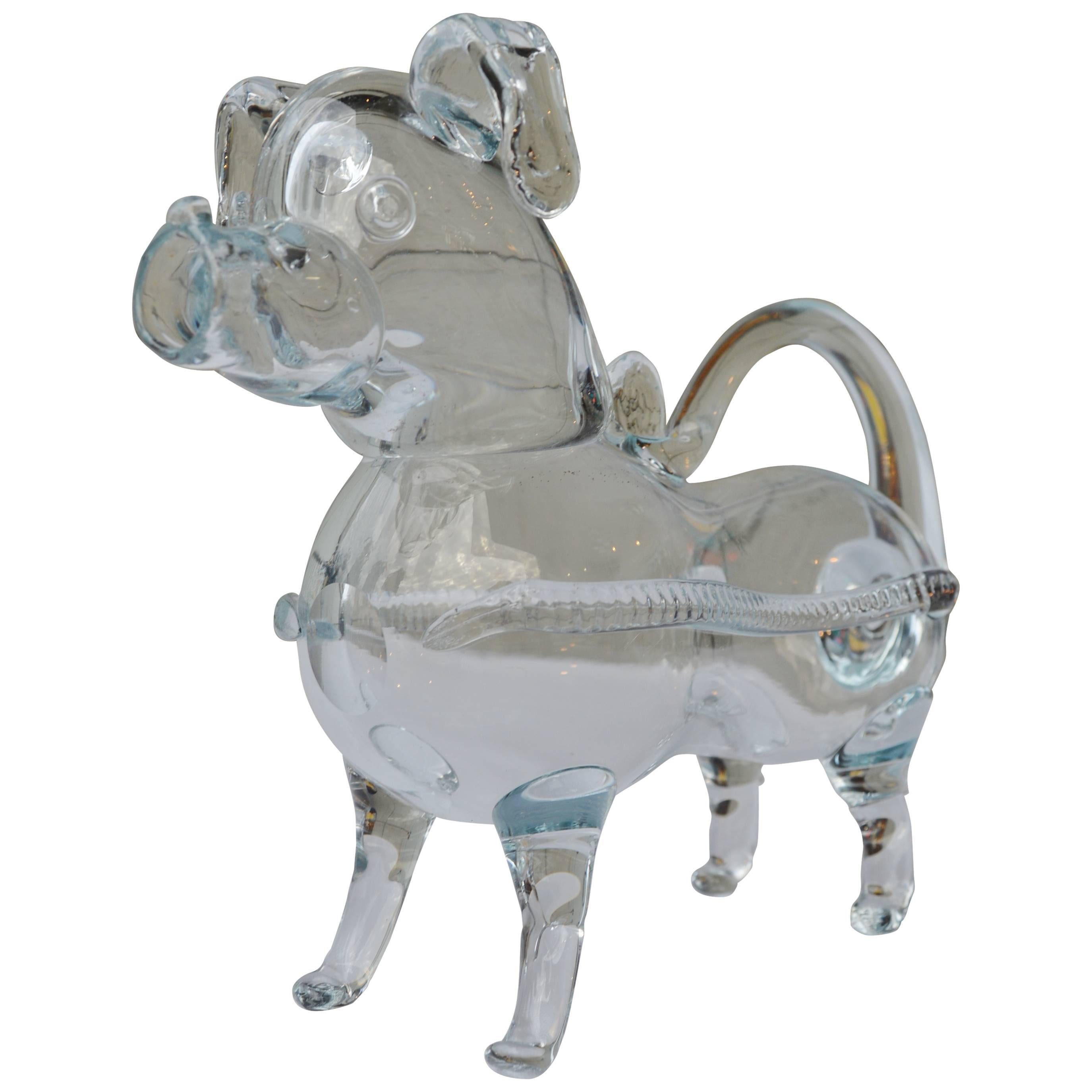 Holmegaard Handblown Clear Glass Dog Decanter or Gin Pig For Sale