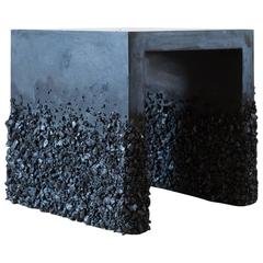 Hand Made Side Table of Black Tourmaline and Black Plaster, by Samuel Amoia