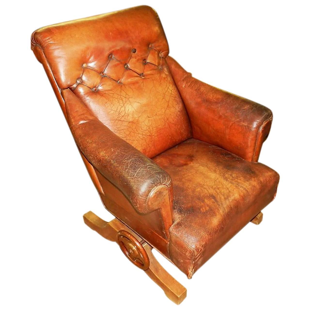 Antique Leather Recliner Armchair For Sale at 1stDibs vintage leather