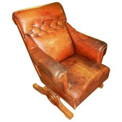 Antique Leather Recliner Armchair