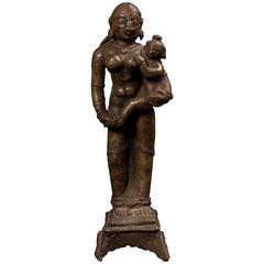 17th Century Lost Wax Cast Bronze Parvati with Child, India