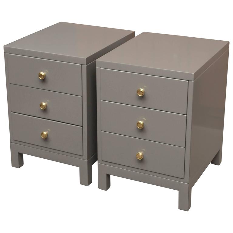 Grey Lacquer Nightstands at 1stdibs