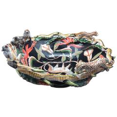 Monkey Leopard Bowl, Ceramic Sculpture by Ardmore from South Africa