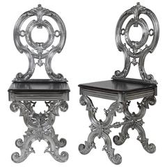 Pair of Iron Hall Chairs 3