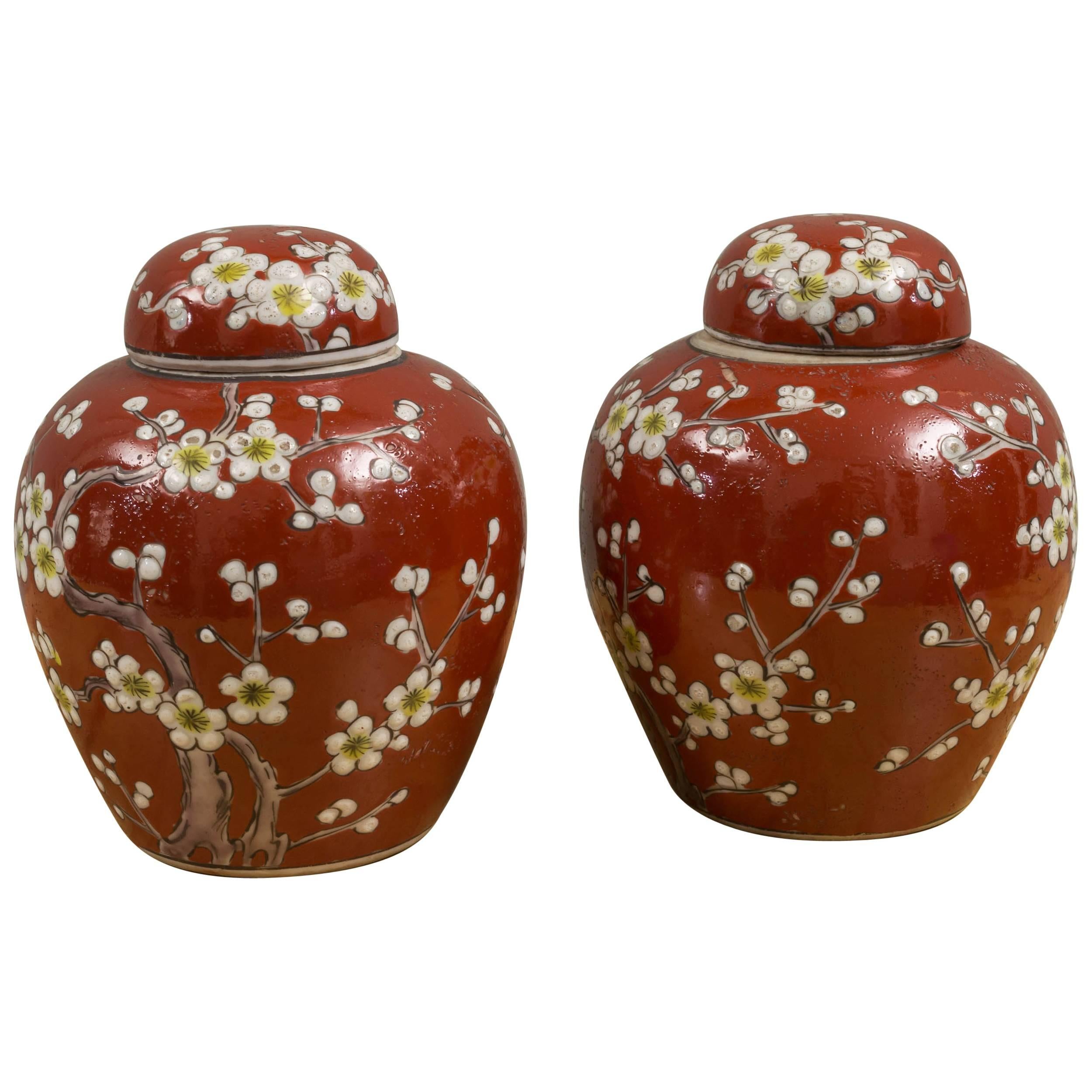 Pair of Japanese Covered Urns For Sale