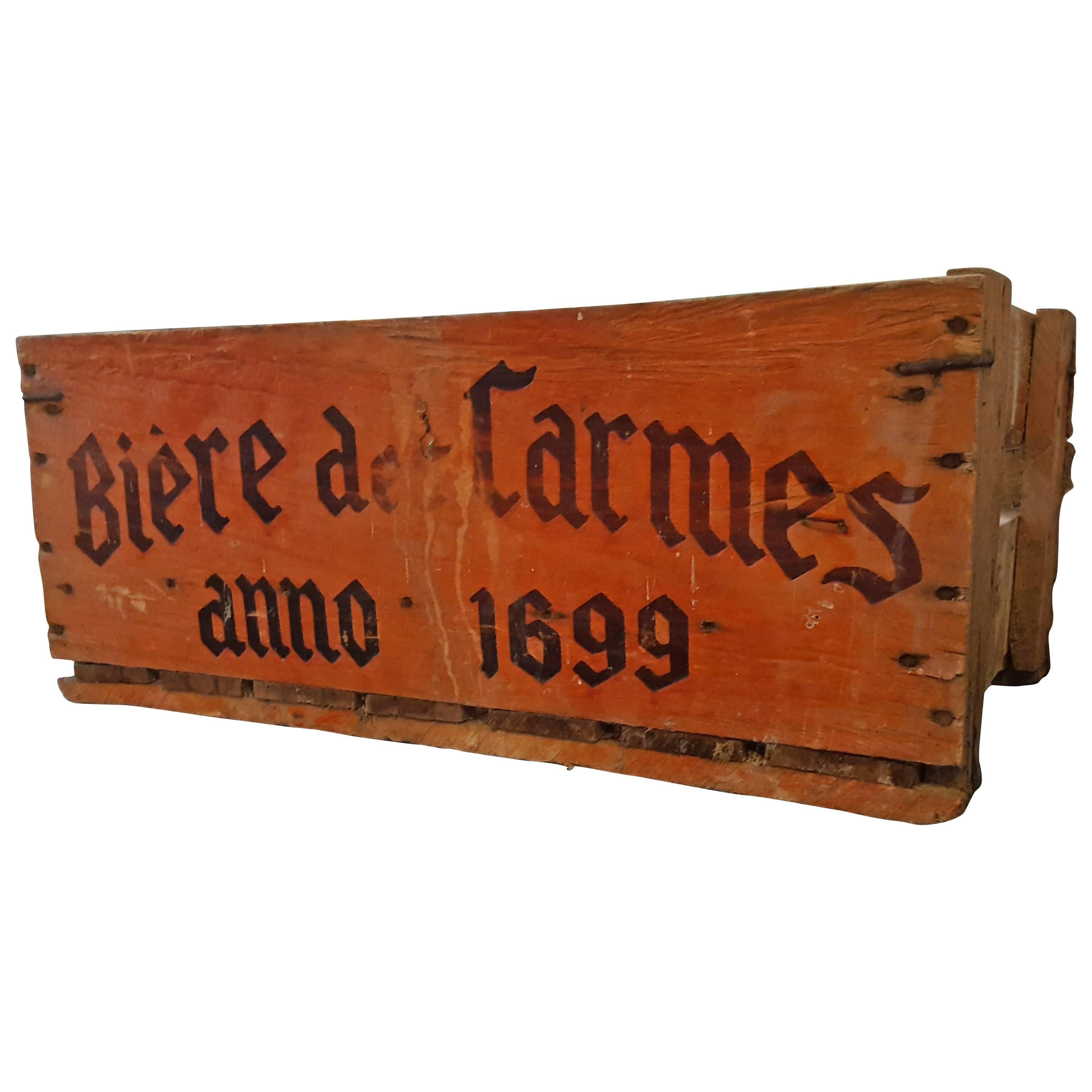 Orange Vintage Belgian Wooden Beer Crates