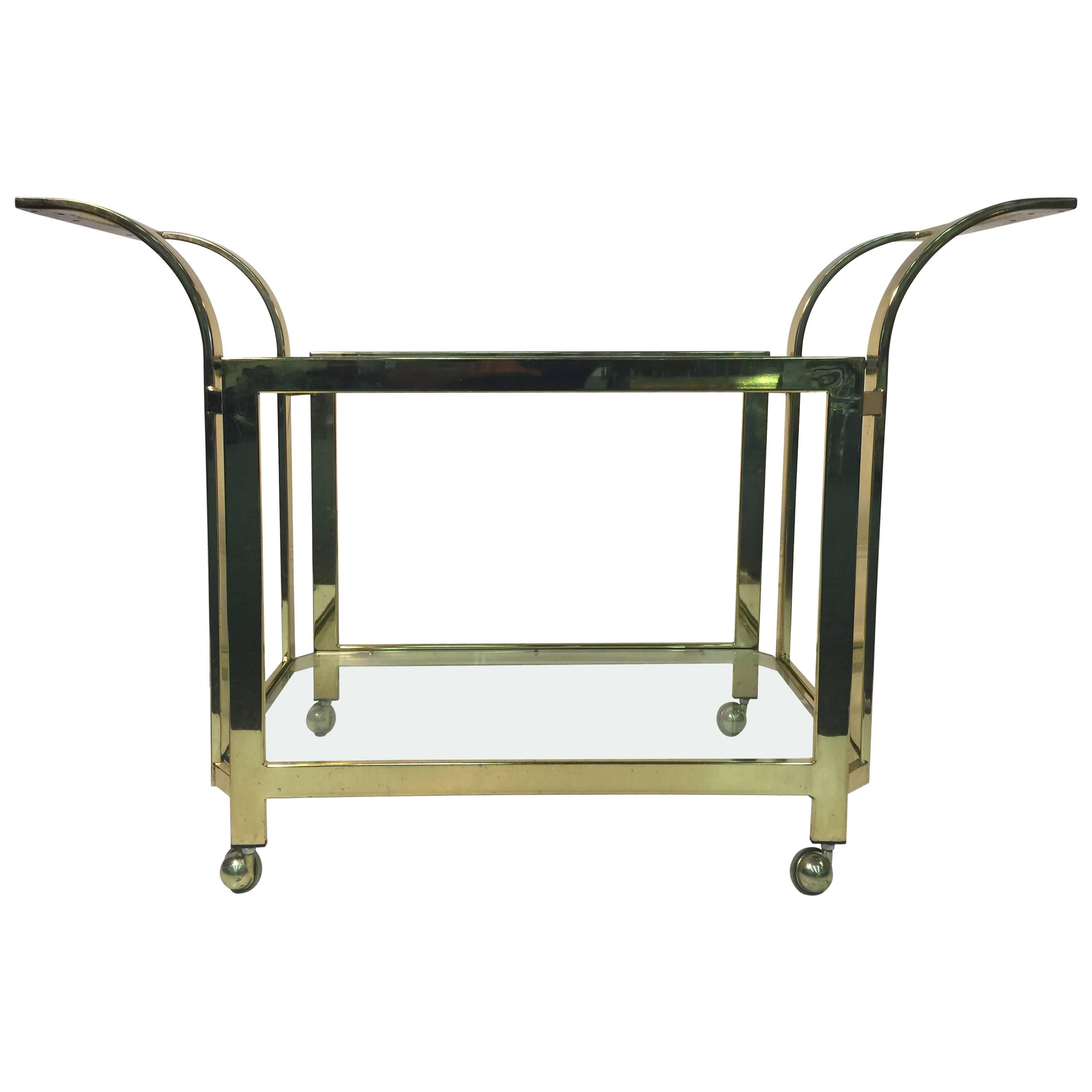Beautifully Designed Brass Bar or Tea Cart by Milo Baughman For Sale