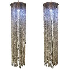 1970 Pair of Crystal Bid Hanging Pendant 12