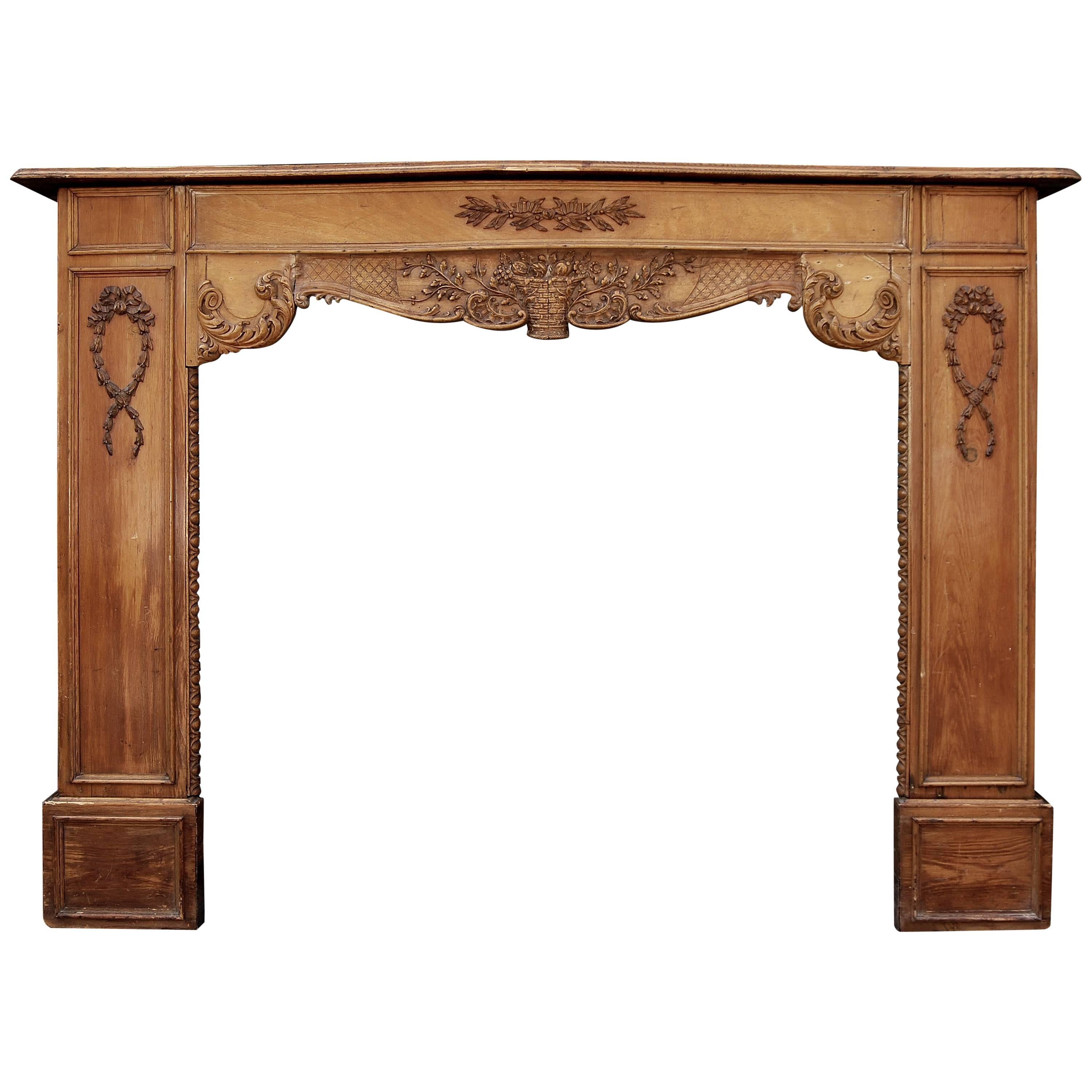 Late 19th-Early 20th Century English Carved Wood Fireplace For Sale