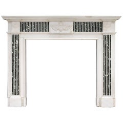 George III Style English Statuary Marble Fireplace with Inlaid Tinos Marble