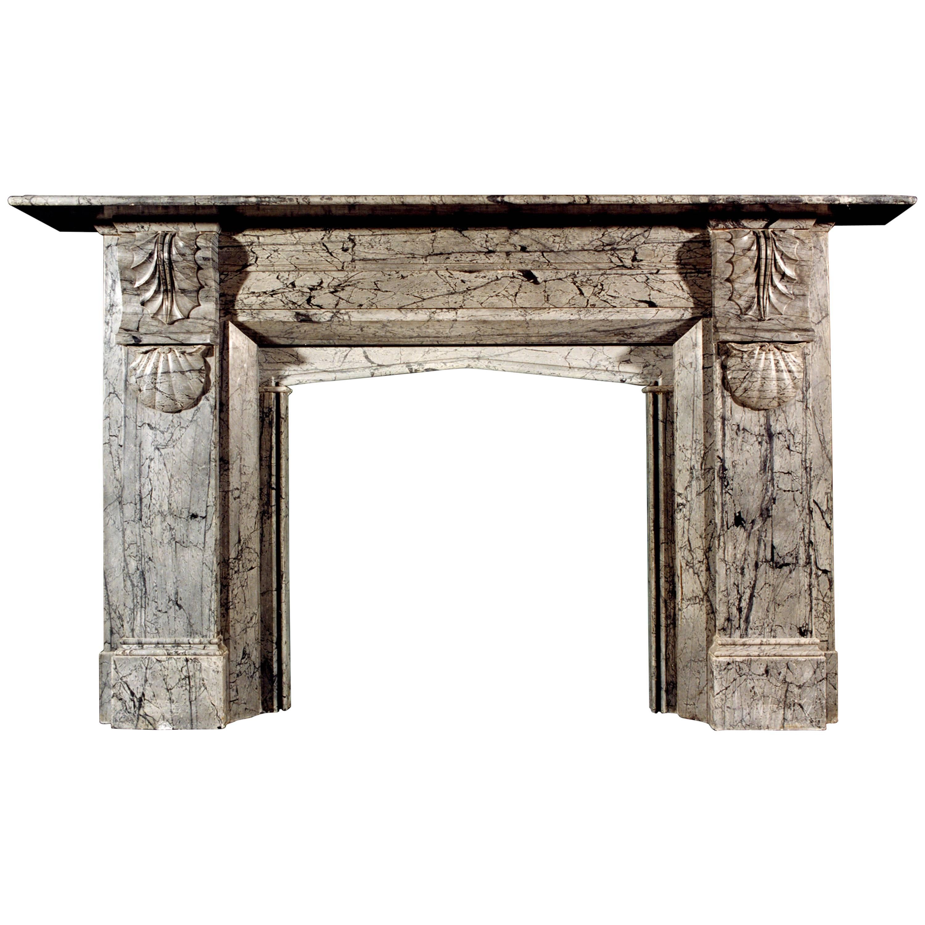 19th Century English Victorian Dove Grey Marble Mantelpiece