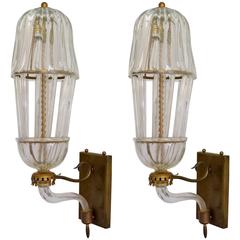 Pair of 1940s Venetian Murano Lantern shape Wall Lights 3