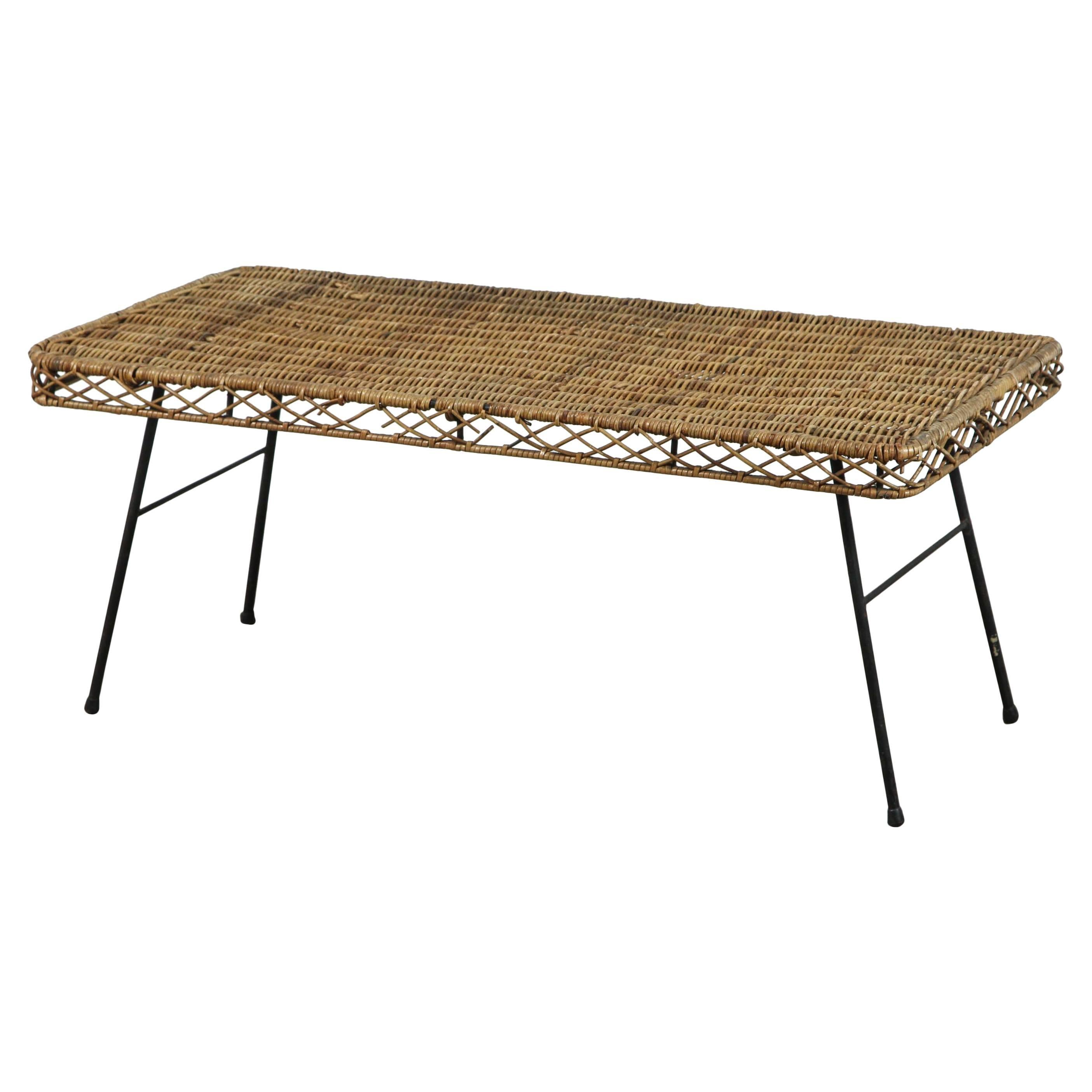Low Rattan and Iron Table