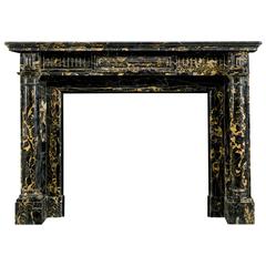 French Regency Antique Fireplace Mantel in Fine Portoro Marble