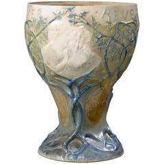 Joseph and Pierre Mougin, an Art Nouveau Vase, "Rêver, Aimer, Souffrir", Signed