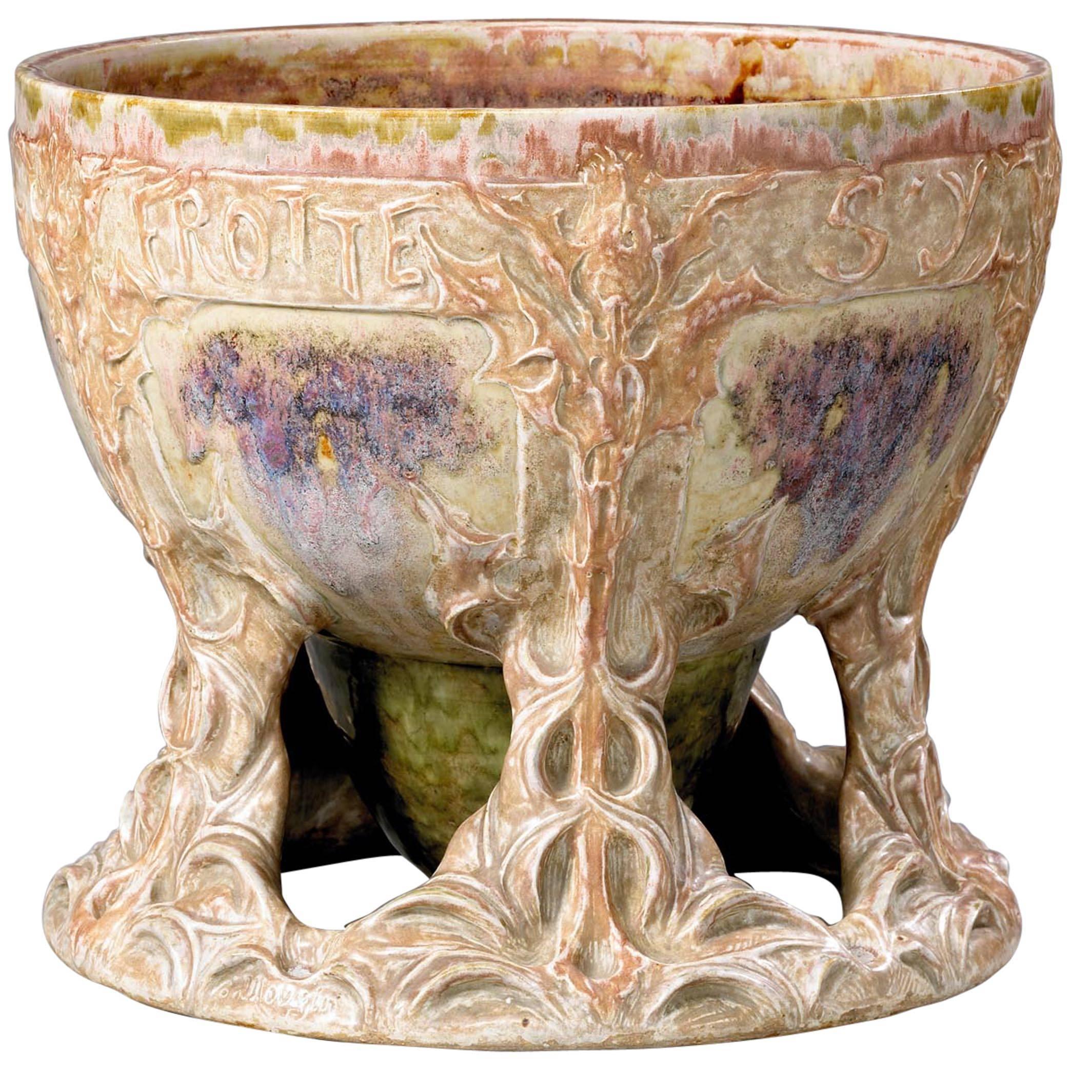 Joseph and Pierre Mougin, an Art Nouveau Planter "Qui s'y Frotte, s'y Pique" For Sale