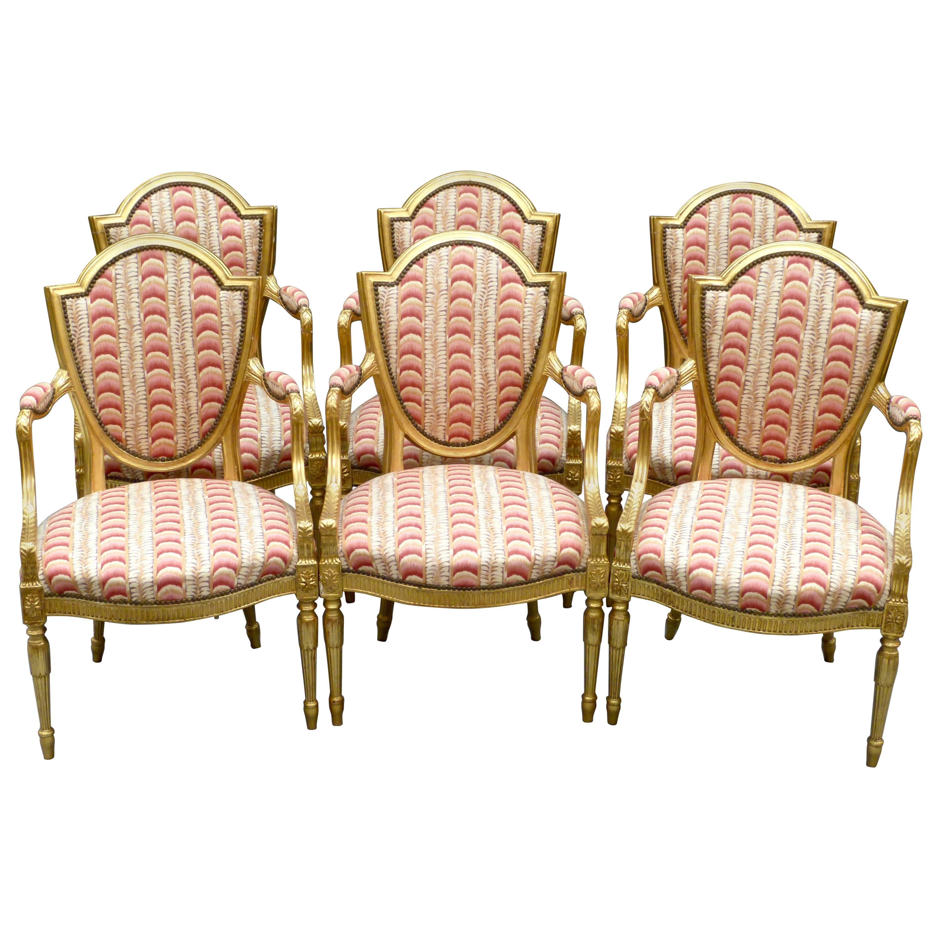 Set of Six Adam Style Dining Chairs For Sale
