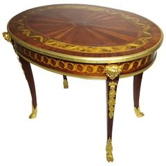 French Louis XV Style Belle Époque Marquetry Coffee Table F. Linke Attributed