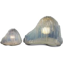 Two Italian Glass Iceberg Table Lamps
