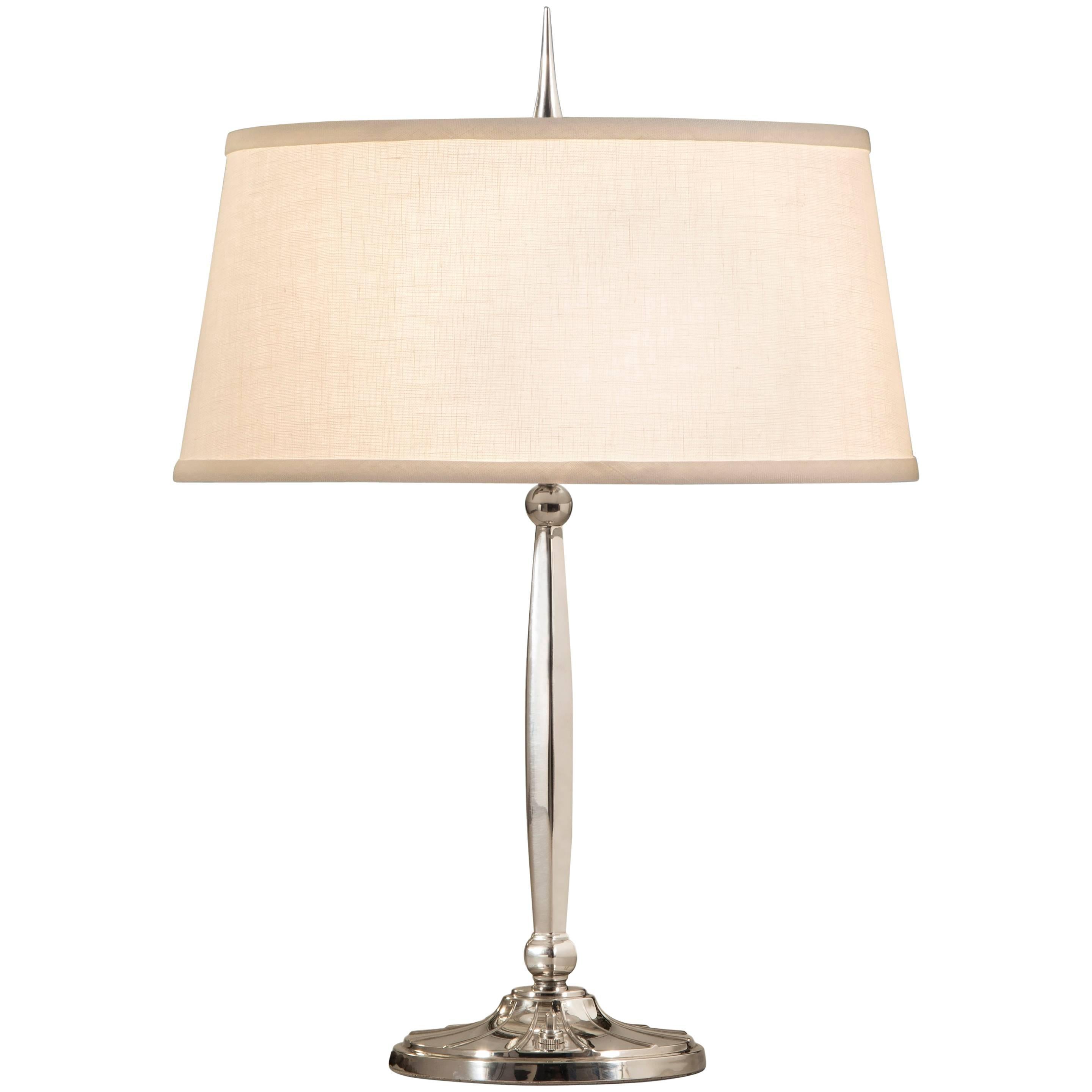 C.G. Hallberg, Small Swedish Grace Period Silvered Brass Table Lamp