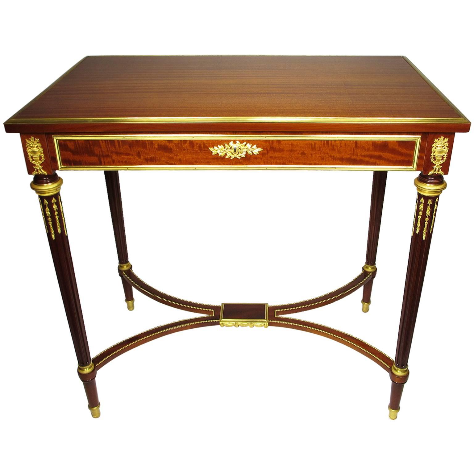 Fine French 19th Century Louis XVI Style Mahogany and Ormolu-Mounted Side Table