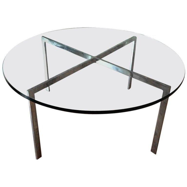 Chrome XBase Coffee Table with Green Glass Top at 1stDibs