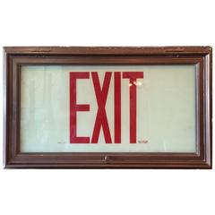 1930s Recessed Flush Mount Glow-in-the-Dark Exit Sign Light Sconce