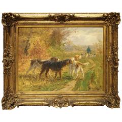 Antique French Oil Painting, Signed Marie Calves, Early 1900s