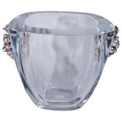 Modern Jensen-Inspired Ice Bucket with Silver Grape Bunches
