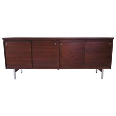 Walnut Credenza with Sliding Doors