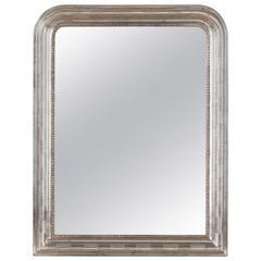 Antique French Louis Philippe Silver Gilt Mirror, 19th Century