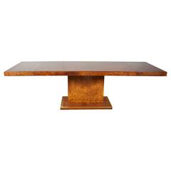 Burled Elm and Brass Extending Dining Table by Founders