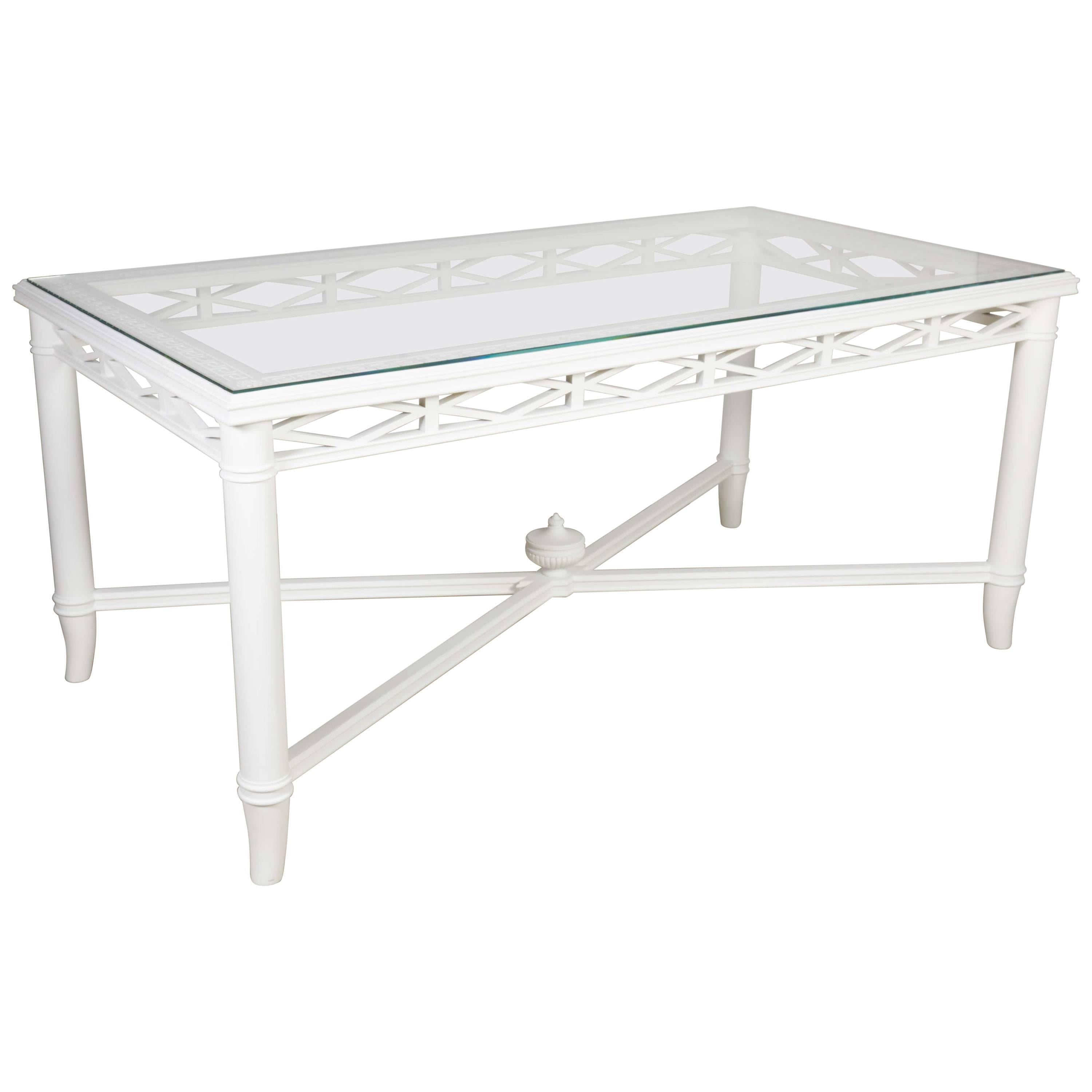 French 1940s White Lacquered Library Table For Sale
