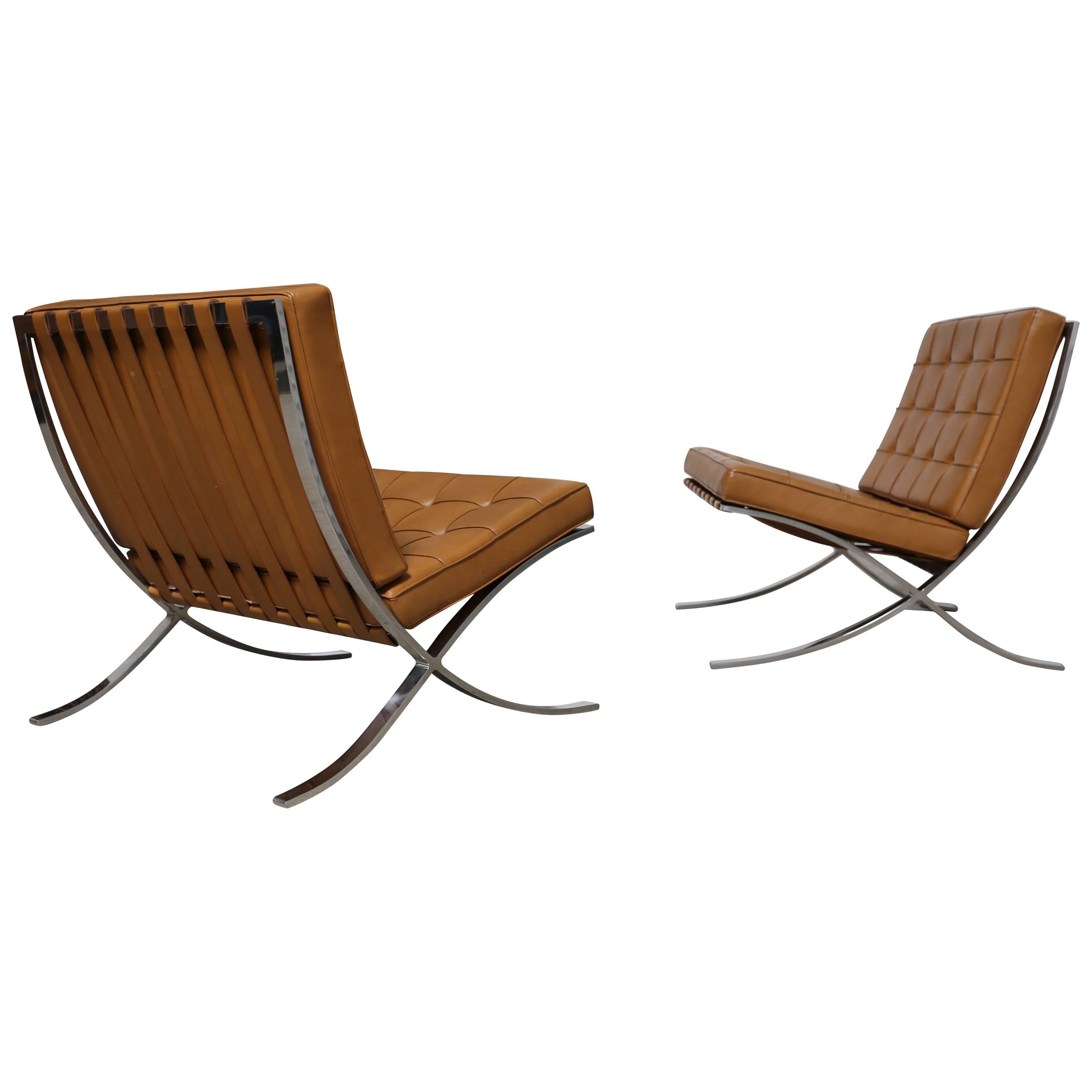 Pair of "Barcelona" Chairs by Ludwig Mies van der Rohe for Knoll