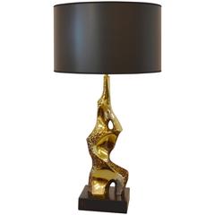 Brutalist Brass Table Lamp by Laurel, 1960s 2