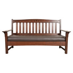 Limbert Antique Mission Oak Arts & Crafts Settle Sofa, Circa 1910
