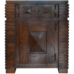 Henry Jacques Le Même Cubic Cabinet, Fumed Oak, circa 1930