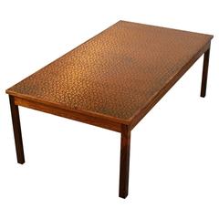 Vintage Danish Rosewood and Copper Coffee Table