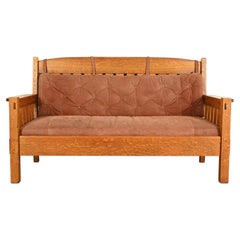 Harden Furniture Antique Mission Oak Arts & Crafts Settle Sofa, Circa 1910