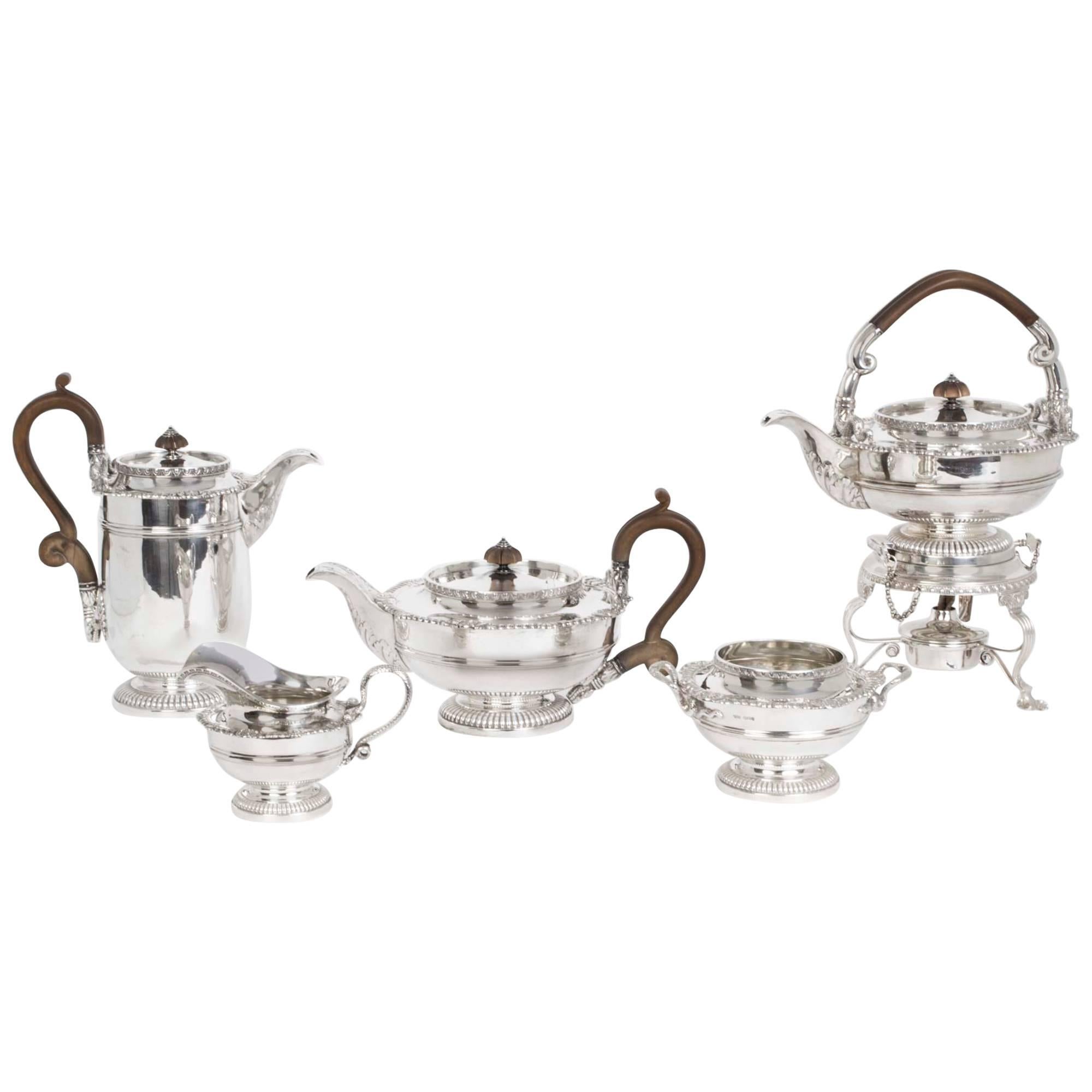 Antique Silver Tea Coffee Set of Five Paul Storr Style, 1917