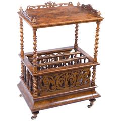 Used 19th Century Victorian Burr Walnut Canterbury