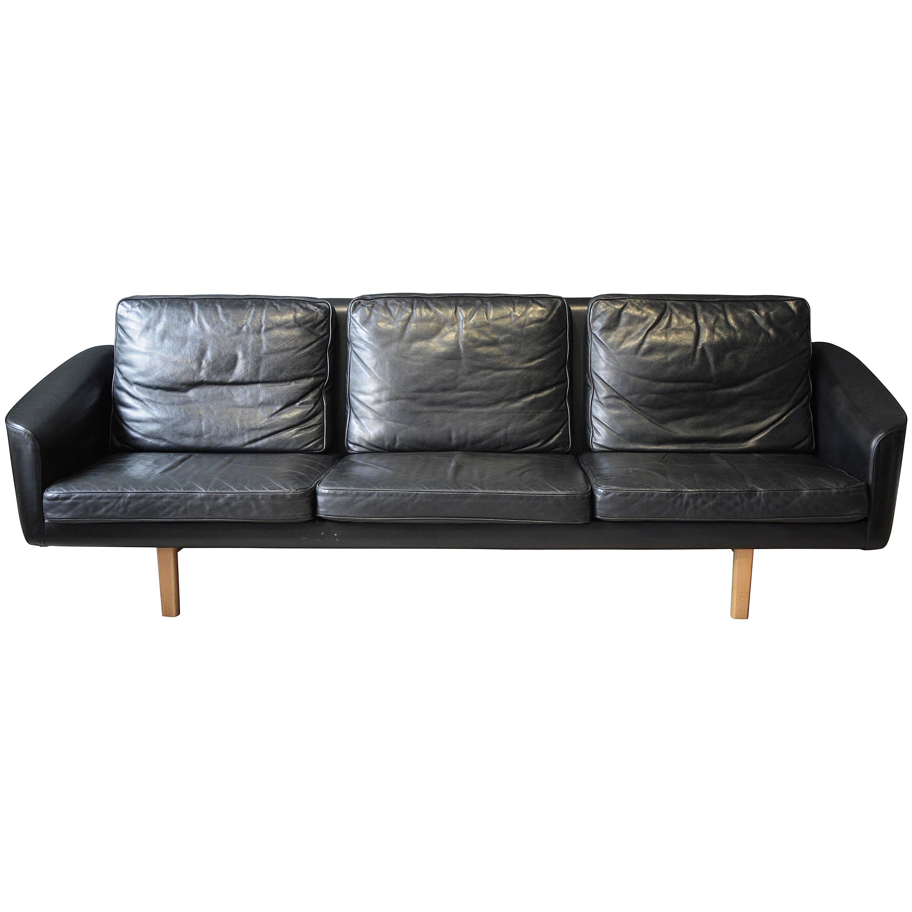 Swedish Three-Seat Leather Sofa by Lennart Bender for Ulferts, 1960s
