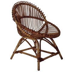 Mid Century Modern Organic Rattan Chair Janine Abraham Dirk Jan Rol France 1960s