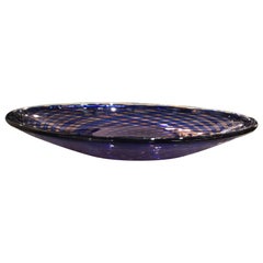 Fratelli Toso Murano Blue Italian Art Glass Large Centrepiece Dish