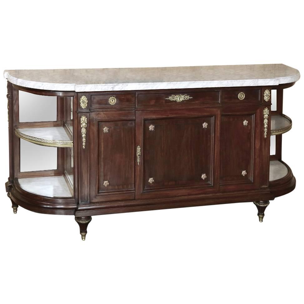 19th Century French Louis XVI Style Marble-Top Ormolu Buffet by Maison Krieger