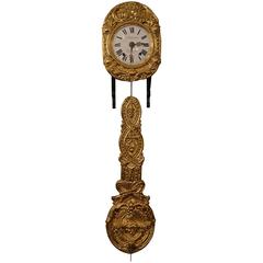 Antique 19th Century French Brass "Wag on the Wall" Clock