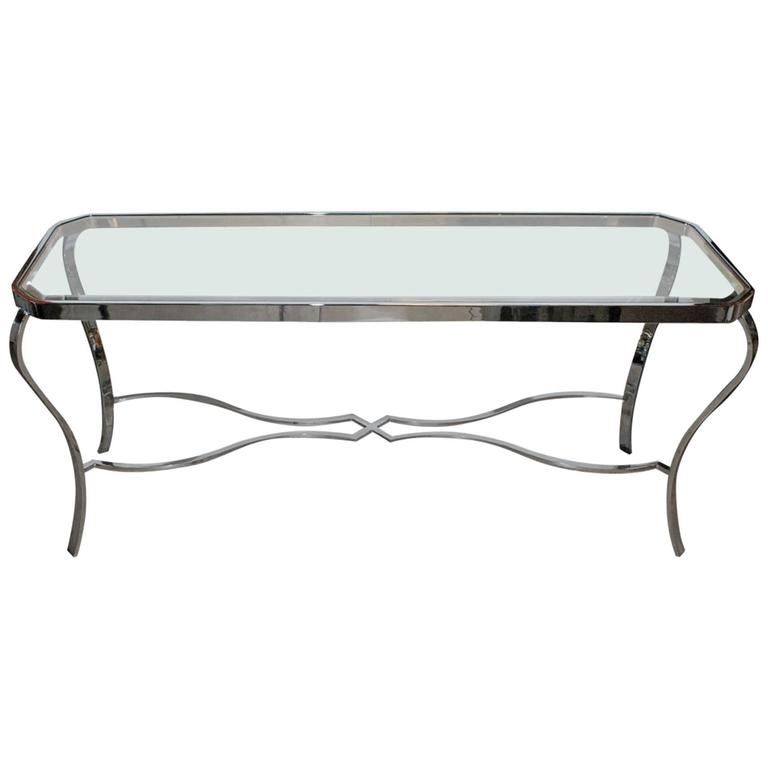 1970s Chrome Console Table For Sale at 1stdibs